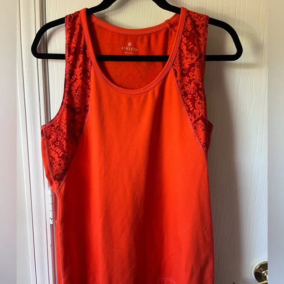 Athleta Tank Orange Womens XL  floral print detail - Picture 1 of 4